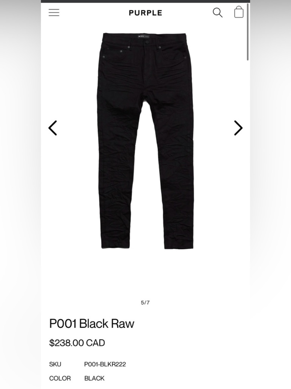 PURPLE P001 Black Slim Fit Men’s Jeans